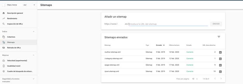 añadir nuestro Sitemap a google search console