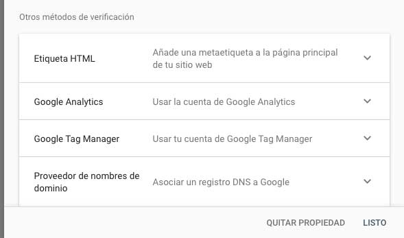 pasos para la verificación de nuestra página web en search console