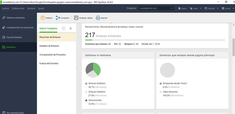 SEO SpyGlass informe enlaces