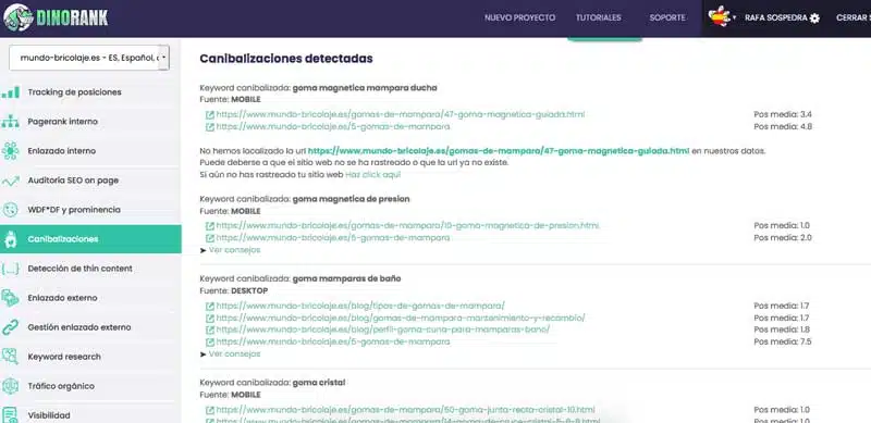 herramientas de análisis de canibalizaciones