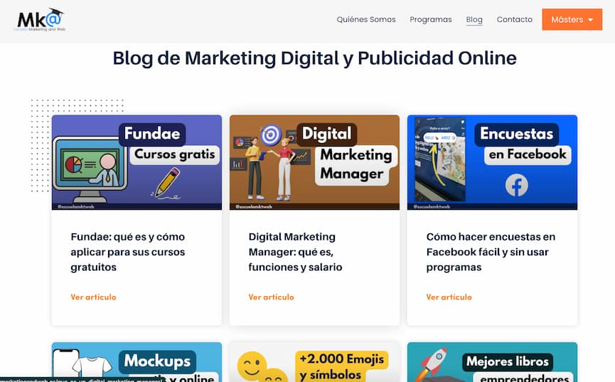 ejemplo de blog creado con wordpress