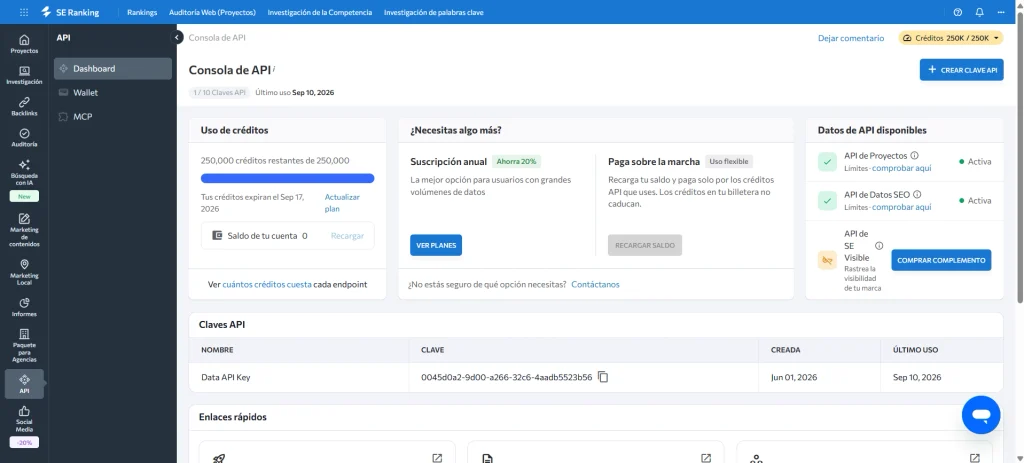 Seranking API Dashboard
